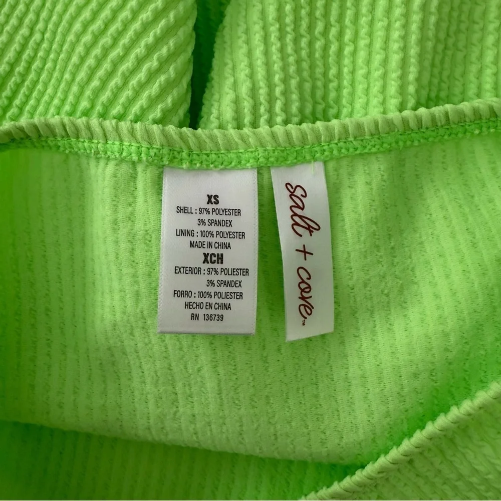 Salt + Cove Bikini Swim Skirt Junior Size XS Neon Green Crinkle Ribbed NWT